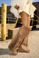 AZALEA WANG EDMUND BROWN FLAT WESTERN BOOT